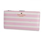 Kate Spade(ケイトスペード) PWRU4233 188 Pink Blush/Cream ボーダー柄 背面ファスナー小銭入れ付 二つ折り長財布 Farimont Square Stacy