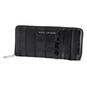 MARC JACOBS(マークジェイコブス) M0008974-001 Black ストライプ パッチワーク 長財布 ロングウォレット Wingman Stripes Standard Continental Wallet