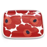 marimekko(マリメッコ) UNIKKO PLATE 12X15cm ウニッコ柄 スクエアプレート 皿 63436 1 white/red