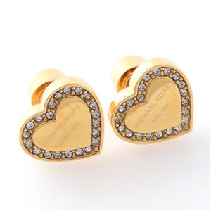 MICHAEL KORS(マイケルコース) パヴェ ハート スタッド ピアス Pave Gold-Tone Heart Stud Earrings MKJ3965710 ピアス - 拡大画像