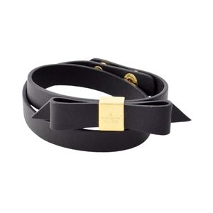 Kate Spade(ケイトスペード) WBRUD210-001 Black WRAP THINGS UP leather bow wrap bracelet リボンモチーフ ダブルラップ 2連 ブレスレット - 拡大画像