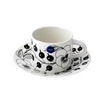 Arabia(アラビア) AR006677+AR006678 Black Paratiisi Cup＆Saucer set 280ml/16.5cm ブラックパラティッシ ティーカップ＆ソーサー(プレート皿)セット ≪北欧食器≫