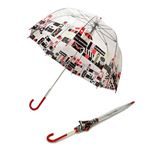 Fulton(フルトン) L719 030387 Birdcage-2 London Print 「Lulu Guinness」ルルギネス コラボモデル バードケージ ビニール傘 長傘 鳥かごのようなドーム型のフォルムが魅力的なアンプレラ