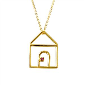 ALIITA (アリータ) CASTIA ZAFIRO NECKLACE 9KYG×PKサファイア カシータ 家モチーフ ネックレス ペンダント