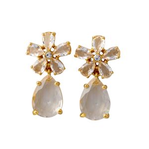 Kate Spade （ケイトスペード） WBRUD465-921 Clear／Gold MIDNIGHT GARDEN drop earrings フラワーモチーフ クリスタル ドロップ ピアス