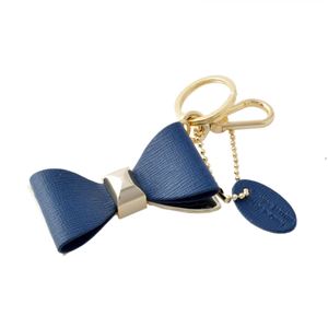 FURLA （フルラ） 855650 RH55 FG0 BLU GINEPRO リボンモチーフ キーリング バッグチャーム VENUS KEYRING FIOCCO