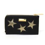 STELLA McCARTNEY （ステラマッカートニー） 489033 W8140 1000 スター 星型パッチワーク L字ジップ カードケース 名刺入れ Card Holder Gold Stars