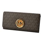 MICHAEL KORS （マイケルコース） 32S7GFTE3B Brown MKロゴ シグネチャー柄 二つ折り長財布 FULTON