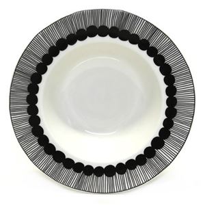 marimekko (マリメッコ) SIIRTOLAPUUTARHA DEEP PLATE 20cm 66683 190 white/black 手描き風ドットデザイン ディーププレート スープ皿 商品写真1