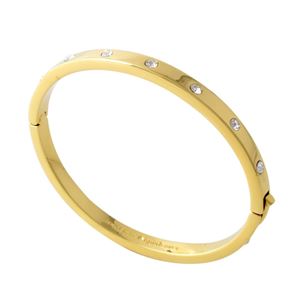 Kate Spade（ケイトスペード） WBRUB744-921 Clear／Gold セット イン ストーン ヒンジ バングル ブレスレット Set In Stone Metal Hinged Bangle