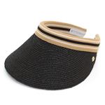 HELEN KAMINSKI（ヘレンカミンスキー） Bianca／Charcoal／Black Stripe ≪2015SS≫ビアンカ UPF50+ クリップ サンバイザー ラフィア製ハット レディス帽子