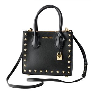 MICHAEL KORS （マイケルコース） 30F7GZ4M2Y 001 BLACK（ブラック） パドロックチャーム付 スタースタッズ スクエア型 2WAY トートバッグ MERCER STUD