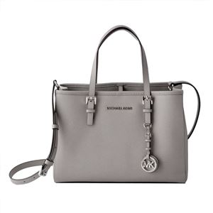 MICHAEL KORS （マイケルコース） 30H3STVT8L 081 PEARL GREY（パールグレー）MKチャーム付 2WAY トートバッグ JET SET TRAVEL