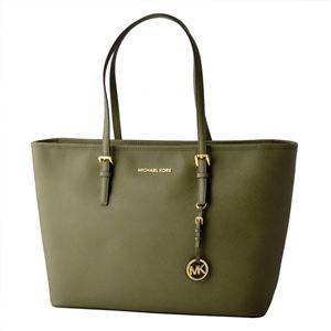 MICHAEL KORS （マイケルコース） 30T5GTVT2L 333 OLIVE（オリーブ） MKチャーム付 ジップ トートバッグ JET SET TRAVEL