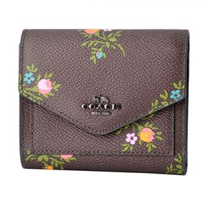 COACH （コーチ） 22886 Dk／Oxblood Cross Stitch Floral （DKMXP） フラワープリント 三つ折り ミニ財布 SMALL WALLET