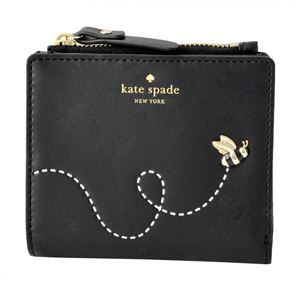 Kate Spade （ケイトスペード） PWRU6280 974 ミツバチモチーフ パスケース付 二つ折り ミニ財布 PICNIC PERFECT BEE APPLIQUE adalyn