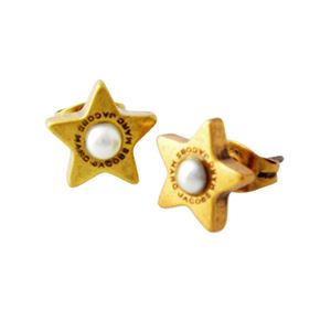 MARC JACOBS （マークジェイコブス） M0009237-117 Cream／Antique Gold ロゴ パール スター 星モチーフ スタッド ピアス Charms Flat Pearl Star Studs