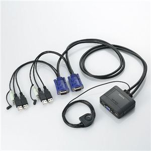 エレコム USB対応ケーブル一体型切替器 D-sub対応/2台切替/音声切替/手元スイッチ KVM-KUS