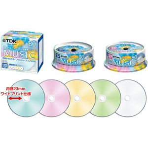 TDK 録音用CD-R 80分 インクジェットプリンタ対応ワイド5色カラーミックス スピンドルケース30枚入 CD-RDE80CPMX30PS