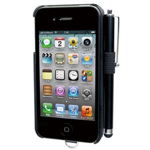 プリンストンテクノロジー iPhone 4S/4用カードホルダー+ペンホルダー付きケース(ブラック) PIP-CHC2PB