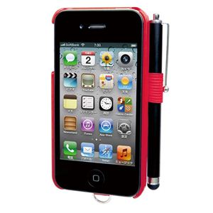 プリンストンテクノロジー iPhone 4S/4用カードホルダー+ペンホルダー付きケース(レッド) PIP-CHC2PR