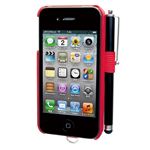 プリンストンテクノロジー iPhone 4S/4用カードホルダー+ペンホルダー付きケース(レッド) PIP-CHC2PR