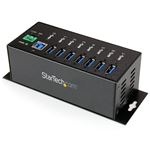 StarTech 7ポート産業用SuperSpeed USB3.0ハブ　各ポートサージ保護機能付き　メタルケース　ウォールマウント対応 (DINレール取付け金具付き)　1x USB 3.0 A (オス) 7x USB 3.0 A (メス) 1x 端子台1極 ST7300USBM