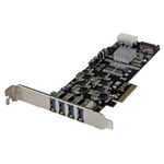 StarTech SuperSpeed USB 3.0 4ポート増設PCI Express/ PCIe x4 インターフェースカード　4個の専用5Gbpsチャネル　UASP対応　SATA(15ピン) / ペリフェラル(4ピン) 電源端子付き PEXUSB3S44V