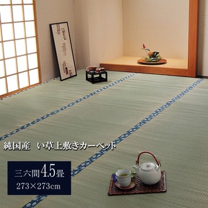 純国産/日本製 双目織 い草上敷 『ほほえみ』 三六間4.5畳（約273×273cm） - 拡大画像