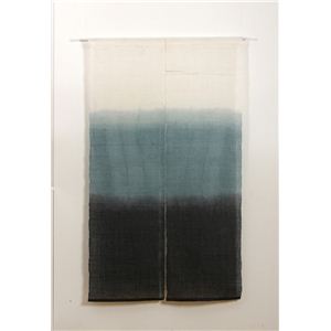 本麻100%使用 手織りのれん 『新ぼかし 麻暖簾』 ブルー 85×150cm - 拡大画像