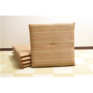 純国産/日本製 袋織返し い草座布団 『雫（しずく） 5枚組』 ブラウン 約55×55cm×5P - 拡大画像