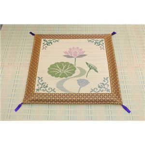純国産/日本製 袋織 い草御前（仏前）座布団 『蓮の花』 約70×70cm - 拡大画像