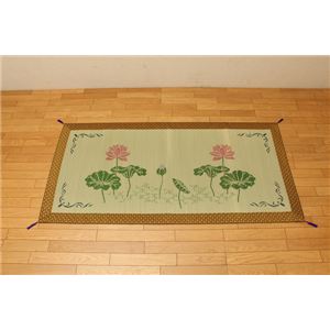 純国産/日本製 袋織 い草御前（仏前）ござ 『蓮の花』 約88×180cm - 拡大画像