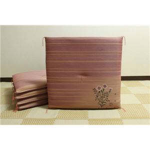 純国産/日本製 捺染返し い草座布団 『撫子（なでしこ） 5枚組』 約55×55cm×5P - 拡大画像
