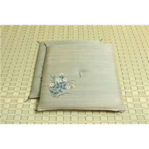 純国産/日本製 捺染返し い草座布団 『小花 2枚組』 ブルー 約55×55cm×2P - 拡大画像
