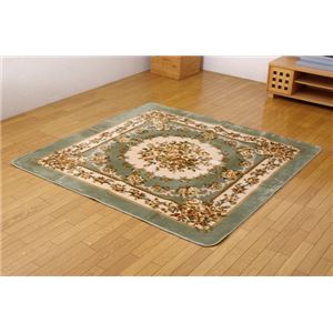 ホットカーペット対応 ラグ 『クィーン』 グリーン 200×250cm（カービング加工）