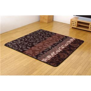 ボリュームタイプ ラグカーペット 『MAXミシェル』 ブラウン 185×185cm（中材：ウレタン18mm）