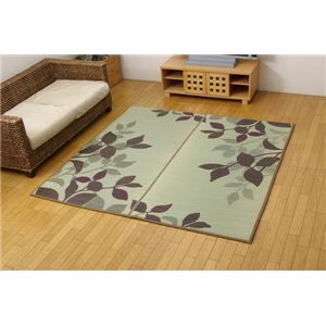 低反発ウレタン15mm入り い草ラグカーペット 『低反発リーフ』 ブラウン 約191×191cm