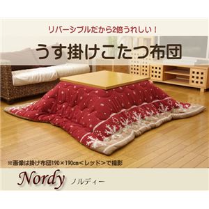 フリース こたつ薄掛け布団単品 『ノルディ』 レッド 190×190cm リバーシブルタイプ