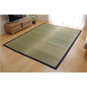 純国産 い草ラグカーペット 夏用 『F）MUKU』 約140×140cm（デニム）