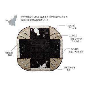 猫柄 省スペース こたつ薄掛け布団 こたつ布団 単品 『シャルル省S』 ベージュ 約175×175cm 猫柄 省スペース こたつ薄掛け布団 こたつ布団 単品 『シャルル省S』 ベージュ 約175×175cm