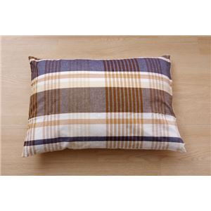 布団カバー 洗える チェック柄 インド綿使用 『バジル 枕カバー』 ブラウン 約43×63cm  商品画像