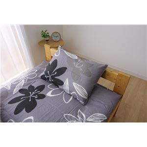 布団カバー 洗える 花柄 リーフ柄 『シェリー 枕カバー』 グレイ 約43×63cm  商品画像