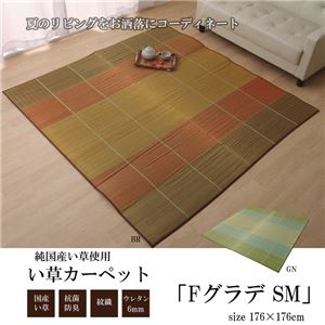 い草ラグ 国産 ラグ カーペット 2畳 正方形 グラデーション 『Fグラデ SM』 グリーン 約176×176cm （裏:ウレタン）