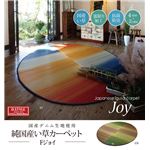 い草ラグ 国産 ラグ カーペット 楕円形 カラフル 『Fジョイ』 レッド 約190×210cm （裏:ウレタン）