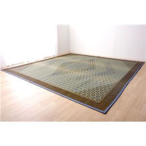 い草ラグ 国産 ラグ カーペット 約3畳 正方形 『DX組子』 グレー 約191×250cm （裏:不織布）