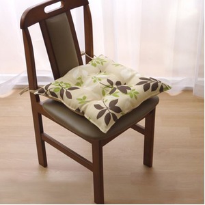 クッション 椅子用 シート リーフ柄 『ウッディ』 ブラック 約43×43cm 2枚組 商品画像