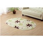 ラグマット カーペット だ円 洗える 抗菌 防臭 無地 『WSプランタ』 グリーン 約100×140cm楕円 (ホットカーペット対応)