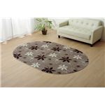 ラグマット カーペット だ円 洗える 抗菌 防臭 無地 『WSプランタ』 ブラウン 約140×200cm楕円 (ホットカーペット対応)