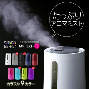 PRISMATE（プリズメイト） アロマ超音波式加湿器 Ms.ミスト ver.3 BBH-34 グレー